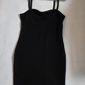 Divided Black Strapless Dress